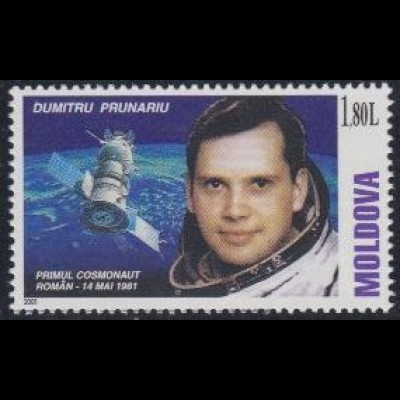 Moldawien Mi.Nr. 389 Gemeinsamer Weltraumflug UdSSR-Rumänien, Prunariu (1,80)