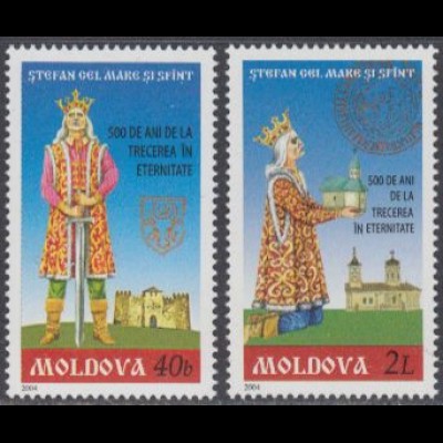 Moldawien Mi.Nr. 489-90 500.Todestag Stephan III, dem Großen (2 Werte)
