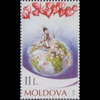Moldawien MiNr. 1053 Postcrossing, Kind mit Tracht auf Weltkugel (11)