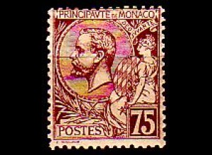 Monaco Mi.Nr. 19 Freim. Fürst Albert I, Farbe auf sämisch (75 c)