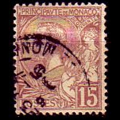 Monaco Mi.Nr. 24 Freim. Fürst Albert I, braunlila auf bräunlich (15 c)