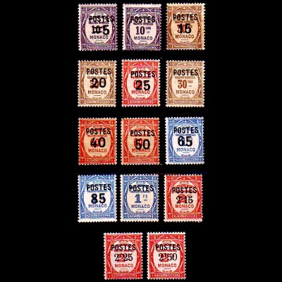 Monaco Mi.Nr. 149-62 Freim. Postauftragsmarken mit Audruck (14 Werte)