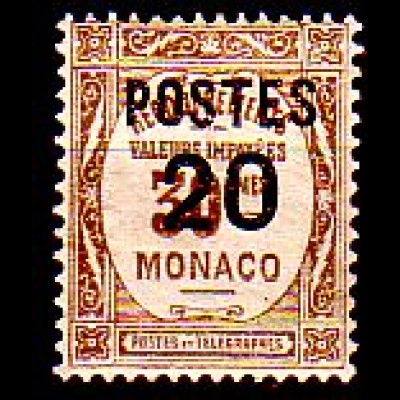 Monaco Mi.Nr. 152 Freim. Postauftragsmarke mit Audruck (20 auf 30 c)