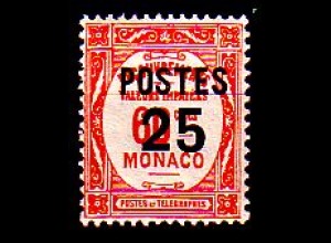 Monaco Mi.Nr. 153 Freim. Postauftragsmarke mit Audruck (25 auf 60 c)