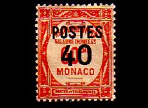 Monaco Mi.Nr. 155 Freim. Postauftragsmarke mit Audruck (40 auf 60 c)
