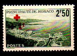 Monaco Mi.Nr. 215 Rotes Kreuz Reede von Monaco aus Vogelschau m.Aufdr. (2,5+1)