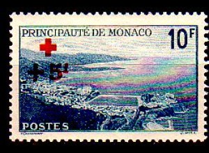 Monaco Mi.Nr. 218 Rotes Kreuz Reede von Monaco aus Vogelschau m.Aufdr. (10+5)