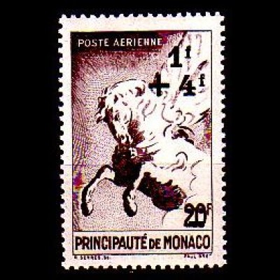 Monaco Mi.Nr. 299 Flugpostmarke, Pegasus mit Aufdruck (1+4auf 20)