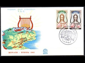 Monaco Mi.Nr. 742-43 Europa 63, Frau mit Taube vor Lyra (2 Werte)