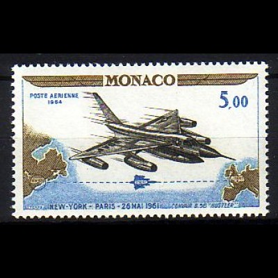 Monaco Mi.Nr. 771 Flug Rallye, Düsenflugzeug Convair Karten mit Fluglinie (5,00)