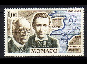 Monaco Mi.Nr. 808 ITU, E. Branly + G. Marconi, Funktechniker vor Karte (1,00)