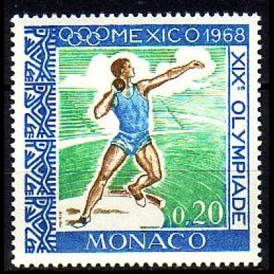 Monaco Mi.Nr. 882 Olympia Mexico, Kugelstoßen (0,20)
