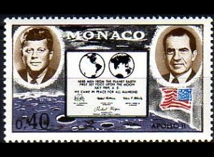 Monaco Mi.Nr. 974 Mondlandung, Präsidenten Kennedy + Nixon, Mond + Flagge (0,40)