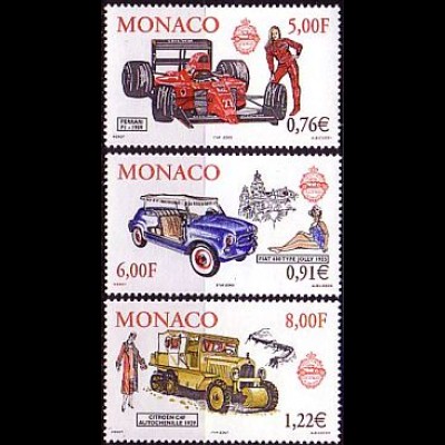 Monaco Mi.Nr. 2528-30 Auto und Mode (3 Werte)