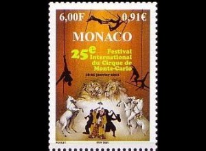 Monaco Mi.Nr. 2542 Trapez und Vertikalartisten, Tiere, Clowns (6,00/0,91)