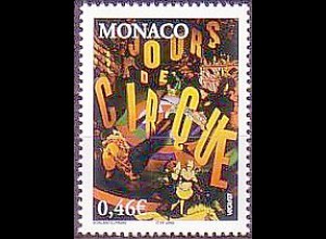 Monaco Mi.Nr. 2601 Europa 2002, Zirkus, Manege, Artisten, Clowns (0,46)