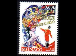 Monaco Mi.Nr. 2860 Int. Zirkusfestival, Pferdedressur (0,60)
