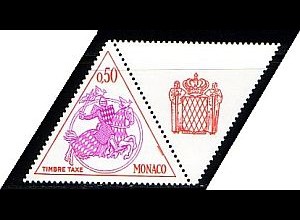 Monaco Mi.Nr. P 73+Zf. Fürstliches Siegel, Ritter, Landeswappen (0,50+Zf)