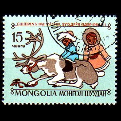 Mongolei Mi.Nr. 446 Tag des Kindes, Kind mit Rentier (15)