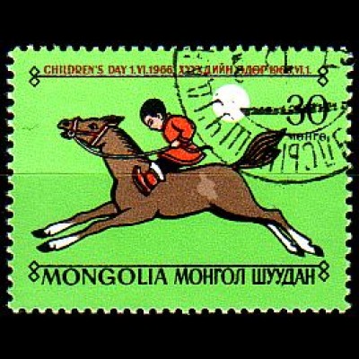 Mongolei Mi.Nr. 448 Tag des Kindes, Kind auf Pferd (30)