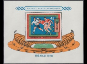 Mongolei Mi.Nr. Block 22 Fußball-WM 1970, Jules-Rimet-Pokal, Spielszene