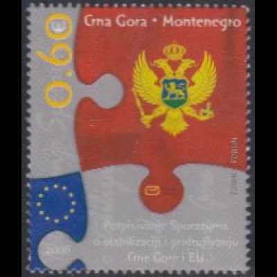 Montenegro Mi.Nr. 159 Abkommen mit EU, Flaggen als Puzzleteile (0,80)