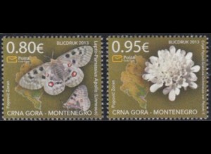 Montenegro Mi.Nr. 326-27 Fauna und Flora, Schmetterling, Skabiose (2 Werte)