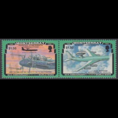 Montserrat Mi.Nr. Zdr.933-34 50J.Ende 2.Weltkrieg, Techn.Entwicklungen Flugzeuge