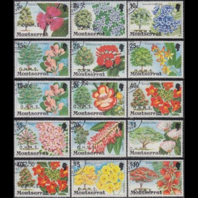 Montserrat Dienstmarken Mi.Nr. 17-31 Baumblüten (15 Werte)