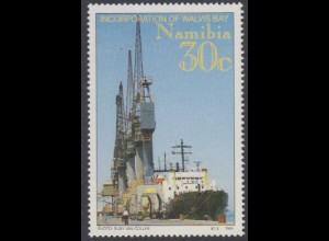 Namibia Mi.Nr. 768 Eingliederung der Walfischbucht, Mole im Hafen, Frachter (30)