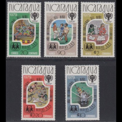 Nicaragua Mi.Nr. 2080-84b Olymp. Sommerspiele Moskau, Jahr des Kindes (5 Werte)