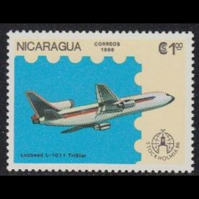 Nicaragua Mi.Nr. 2696 STOCKHOLMIA '86, Lockheed L-1011 Tristar (1.00)