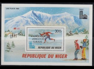 Niger Mi.Nr. Block 28 Olympische Winterspiele Lake Placid, Sieger Skilanglauf 