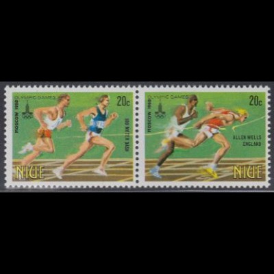Niue Mi.Nr. Zdr.358-59 Olympische Sommerspiele Moskau, 100-m-Lauf 