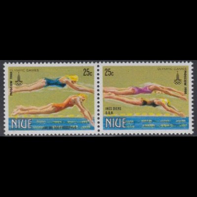 Niue Mi.Nr. Zdr.360-61 Olympische Sommerspiele Moskau, 400-m-Freistilschwimmen 