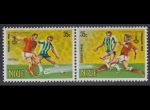 Niue Mi.Nr. Zdr.364-65 Olympische Sommerspiele Moskau, Fußball 