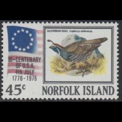 Norfolk-Insel Mi.Nr. 180 200J.USA-Unabhängigkeit, Schopfwachtel (45)