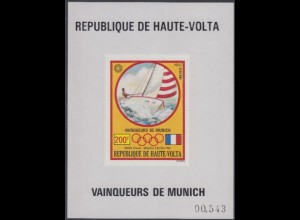 Obervolta Mi.Nr. 397Sb Olympia 1972 München, Goldm. Maury, Segeln (200)