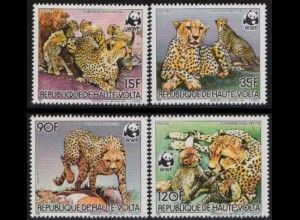Obervolta Mi.Nr. 957-60A Weltweiter Naturschutz, Gepard (4 Werte)