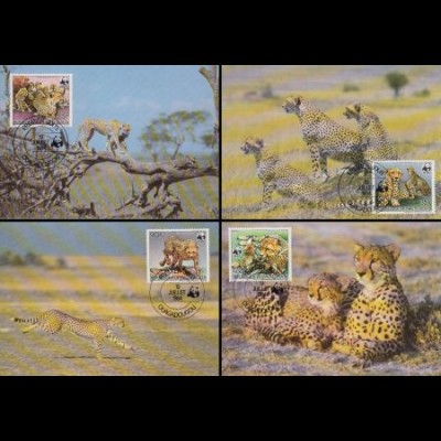 Obervolta Mi.Nr. 957-60A Weltweiter Naturschutz, Gepard (4 Maximumkarten)