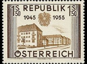 Österreich Mi.Nr. 1015 10 J. Unabhängigkeit Wohnbauten (1,50)