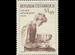 Österreich Mi.Nr. 1023 Tag der Briefmarke 1955, Junge mit Album (1S+25g)