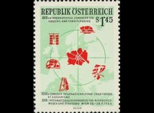 Österreich Mi.Nr. 1027 Int. Städtebaukongress, Landkarte Europas (1,45)