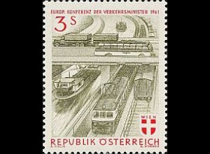 Österreich Mi.Nr. 1086 Europ. Konf. Der Verkehrsminister, Fahrzeuge Wappen (3)