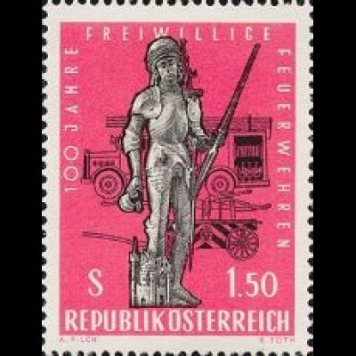Österreich Mi.Nr. 1131 100 J. Freiw. Feuerwehren, Florian Statue (1,50)