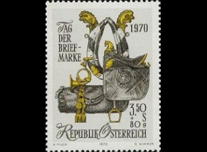 Österreich Mi.Nr. 1350 Tag der Briefmarke 1970. Kummet, Posthorn (3,50S+80g)