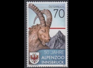 Österreich Mi.Nr. 3019 50J. Alpenzoo Innsbruck, Steinbock, Landeswappen (70)