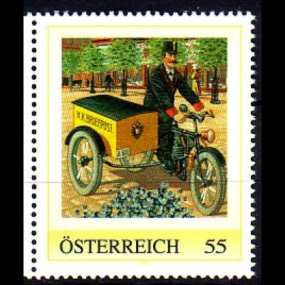 Österreich (personalis.Marke) hist. Postbote Motorrad Beiwagen (55)