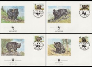 Pakistan Mi.Nr. 759-62 Weltweiter Naturschutz, Kragenbär (4 Briefe)