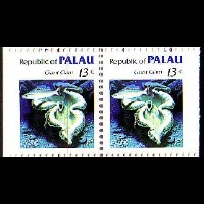Palau Mi.Nr. Zdr.13Dl+r Freim. Riesenmuschel (Paar links+rechts geschn.)